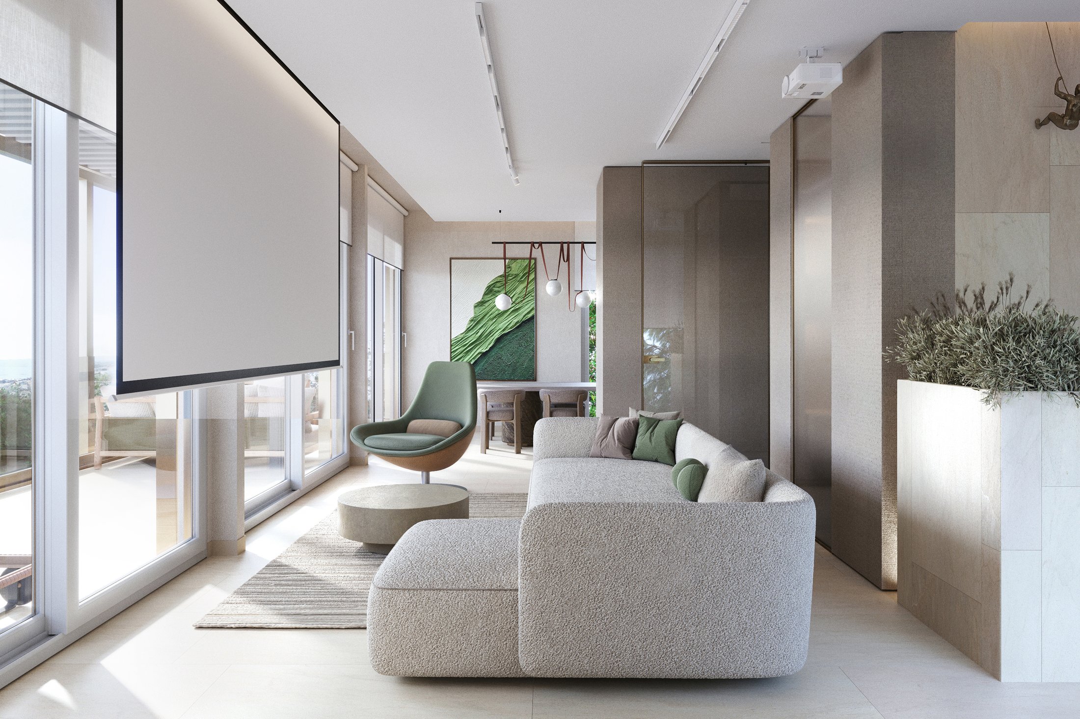 Living room, alternate view of the same seating area.